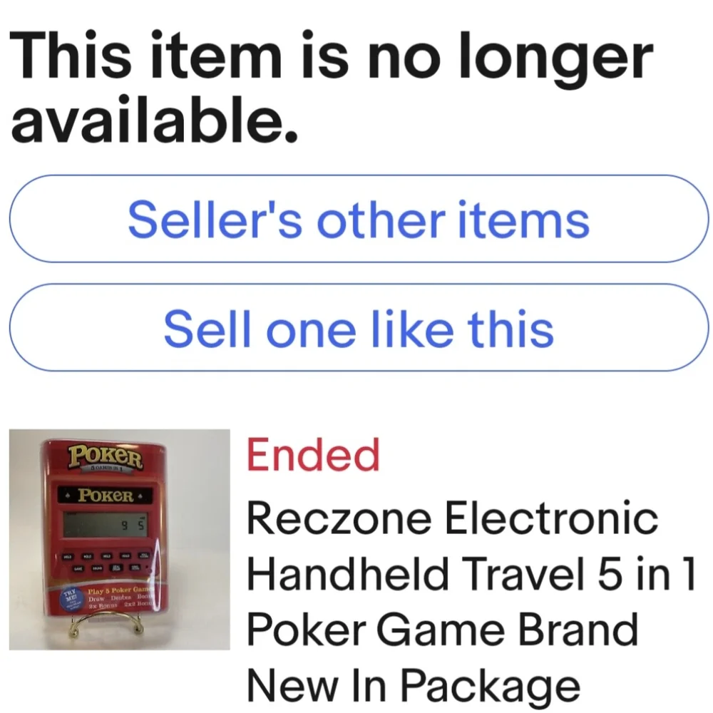 2012 REC ZONE HANDHELD ELECTRONIC POKER GAME BNWT Still Sealed in Package!